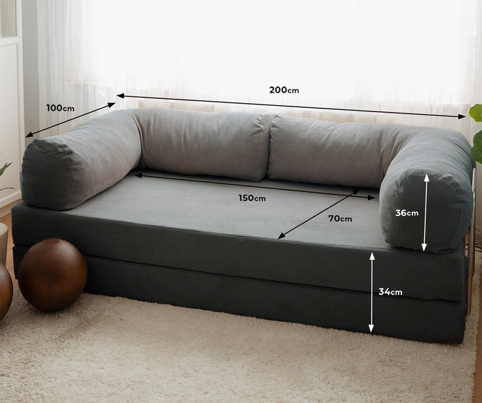Atelier Del Sofa Nook Sofá-Cama de 3 Plazas Antracita